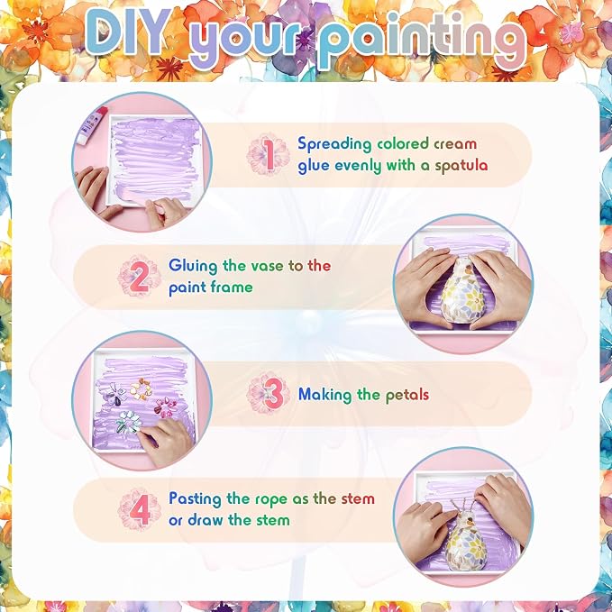 Fuyoooo 2 Sets DIY Vase Mosaic Painting Kit DIY Mosaic Arts and Craft Kits - Image 4