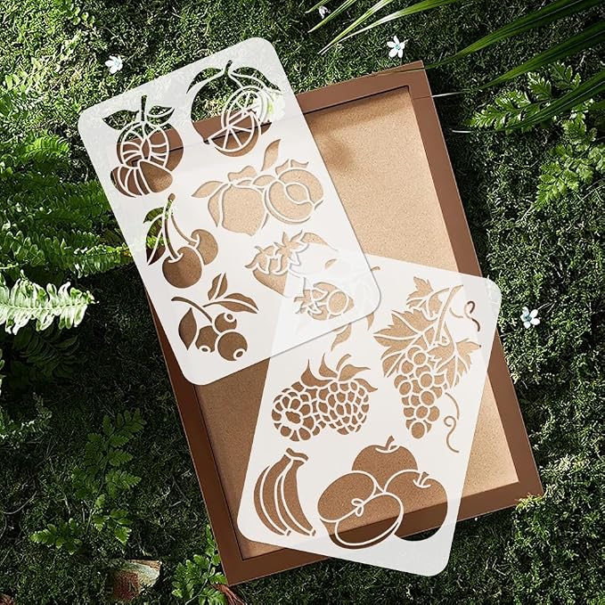 2pcs 11.69"x8.27" Fruit Wall Stencil Templates, Lemon Grape DIY Home Decor - Image 4