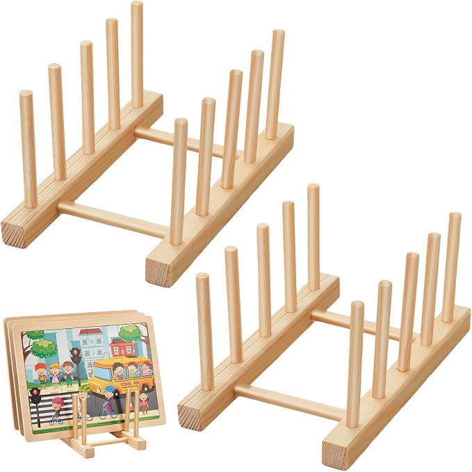 Barydat 2 Pcs Wooden Puzzle Holder Stand, Puzzle Display Rack | Puzzle Storage by home