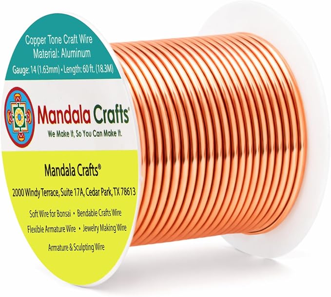 Mandala Crafts 14 Gauge Copper Tone Anodized Aluminum Craft Wire, 60 FT | by MandalaCrafts