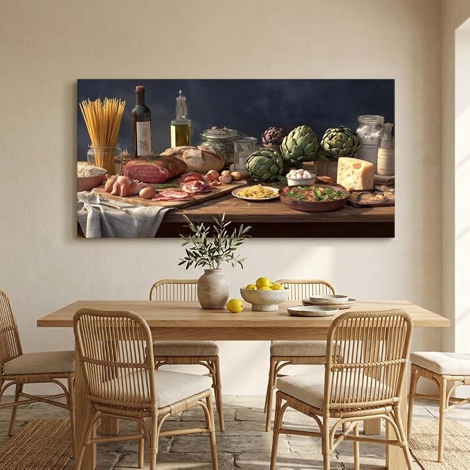 ZESTRILIA Italian Cuisine Food Still Life Wall Art, Rustic Mediterranean - Image 4