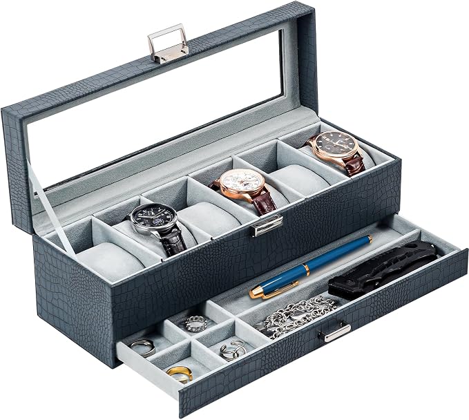 ProCase Watch Box, 6 Slot Watches Display Case by ProCase