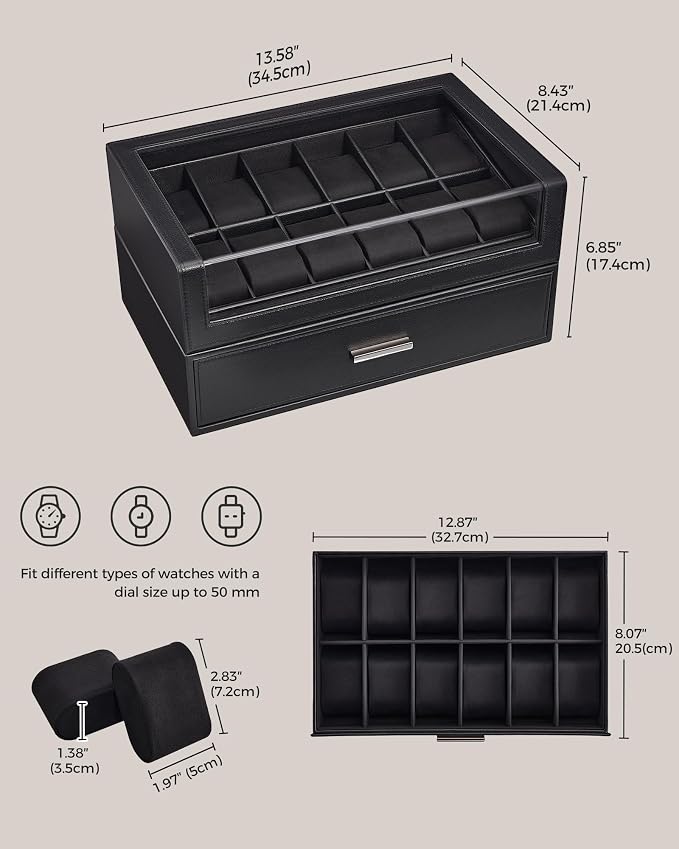 ProCase Watch Box for Men, 24 Slots Watch Display Holder - Image 6