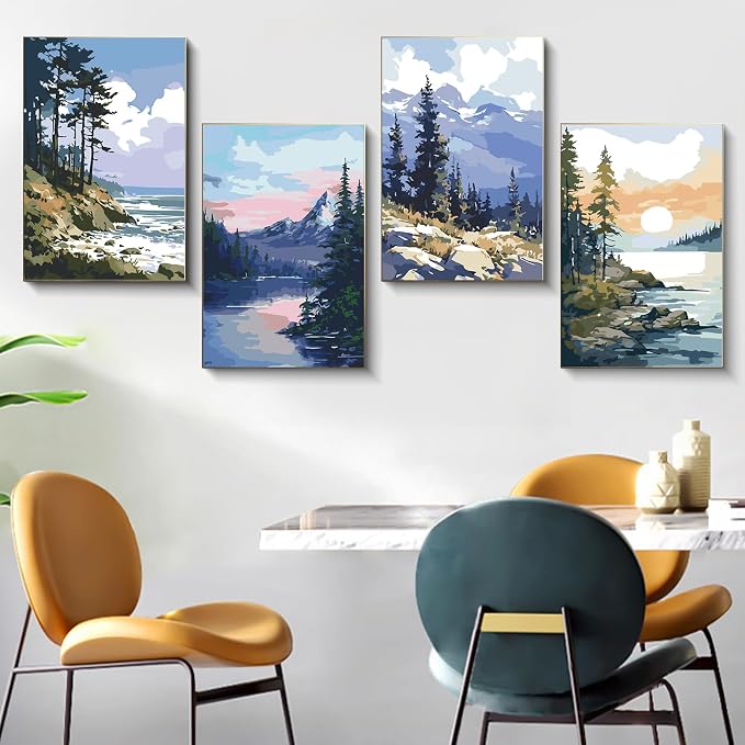 Fountor 4 Pack Framed Paint by Numbers Kit - Image 2