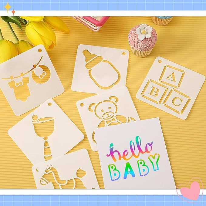 Augshy 56 Pieces Baby Shower Stencils - Image 4