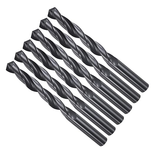 Drill Bit, 13mm Cutting Diameter, 4241 HSS Nitriding Black 118° Cutting Angle Versatile Jobber Bits - (Applications: for Drilling Plastic Wood Soft Metal), 6-Pieces