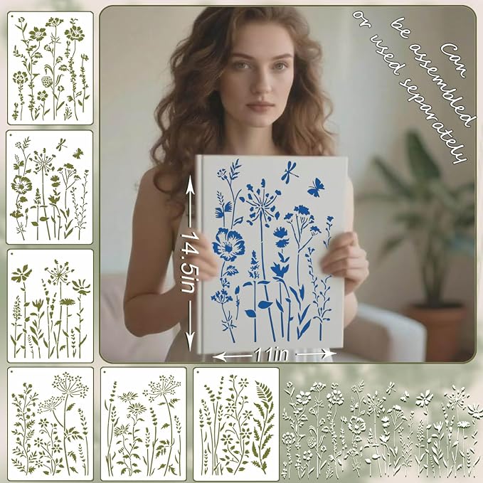 6-Piece Wildflower Stencil for Painting - Image 2