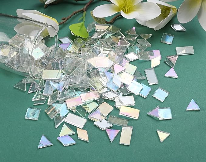 Lanyani Iridescent Mosaic Tiles 200 Pieces Bulk Stained Glass Tile - Image 5