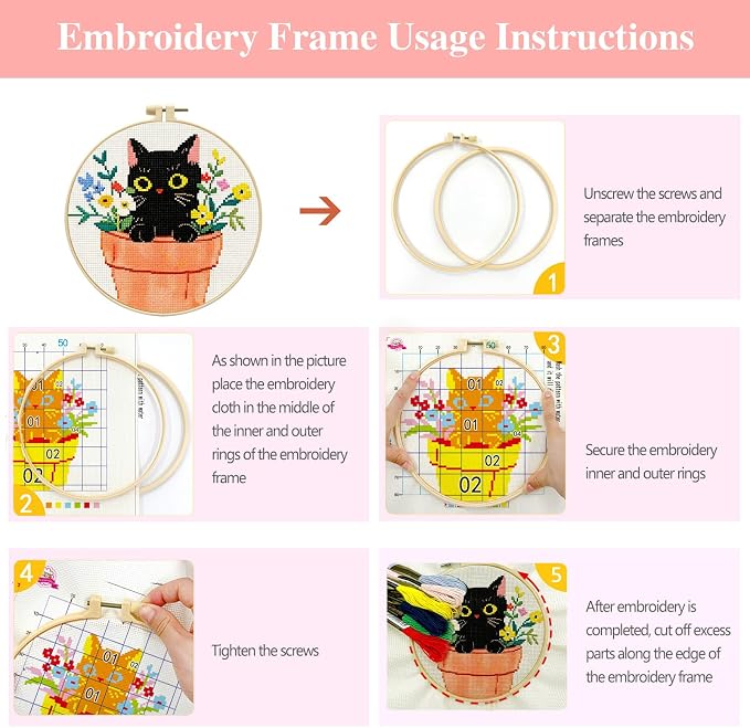 Zhenqing 3-Piece Black Cat Cross Stitch Kit - Image 7