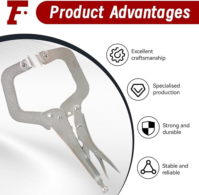 findmall 10Pcs 11 Inch Locking C Clamps with Swivel Pads Heavy Duty C-Type Locking Plier Table and Tool Vise Grip