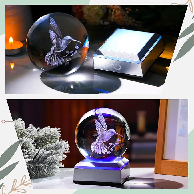 Crystal Ball 3D Engraved Hummingbird - Image 3