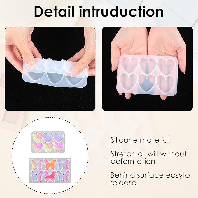Butterfly Molds Silicone, 2 Pack Fondant Molds 6 Grids Epoxy Resin Mold - Image 3