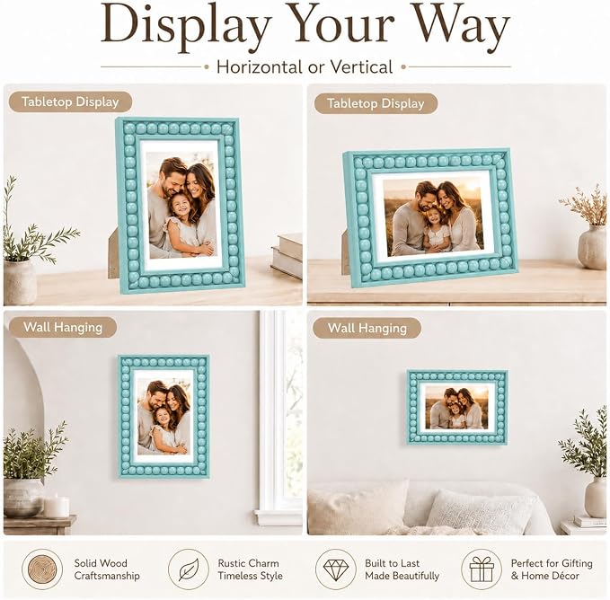 Solid Wood 4x6 Picture Frame Beaded Frame - Image 6