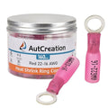 AutCreation 160PCS Heat Shrink Ring Terminals #10 Red 22-16 AWG Marine Grade Electrical Wire Connectors, Tinned Red Copper Resistant Ring Connectors, Insulated Waterproof Crimp Terminals
