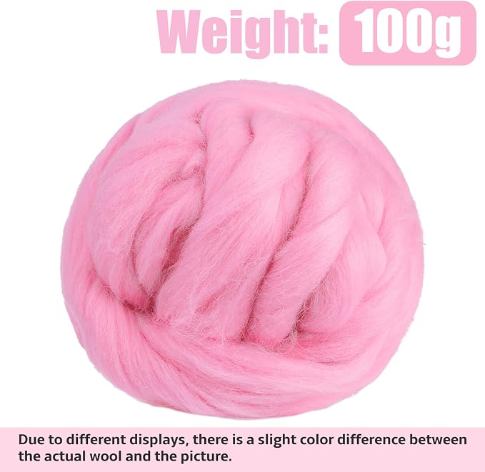 3.53oz Wool Roving, Fiber Roving Wool Top, Needle Felting Supplies, Pure Wools - Image 2