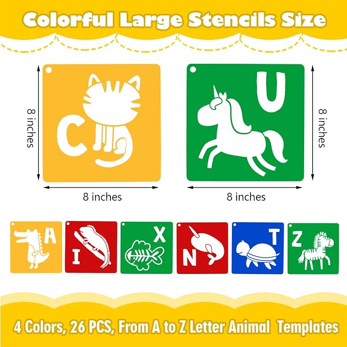 26 Pieces Sturdy Stencils for Kids, 8 Inches Large Sidewalk Chalk Stencils for - Image 3