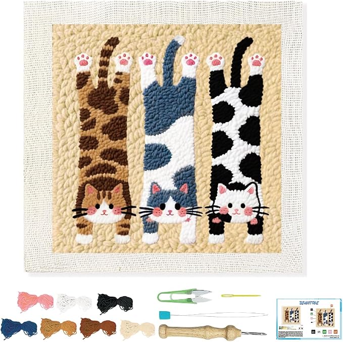 BEUNITONE Lie Flat Cat Punch Needle Kit by BEUNITONE