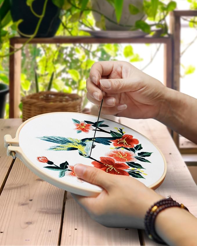 TINDTOP Hummingbird and Flower Embroidery Kit - Image 4