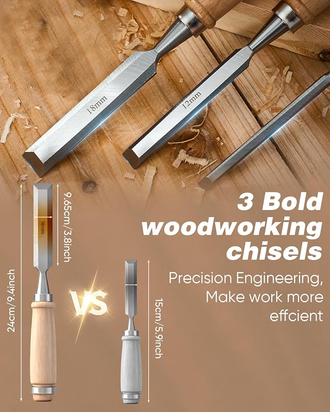 SakerNeo Deluxe Wood Carving Kit whittling kit, 25 Piece Wood Carving Tools - Image 3