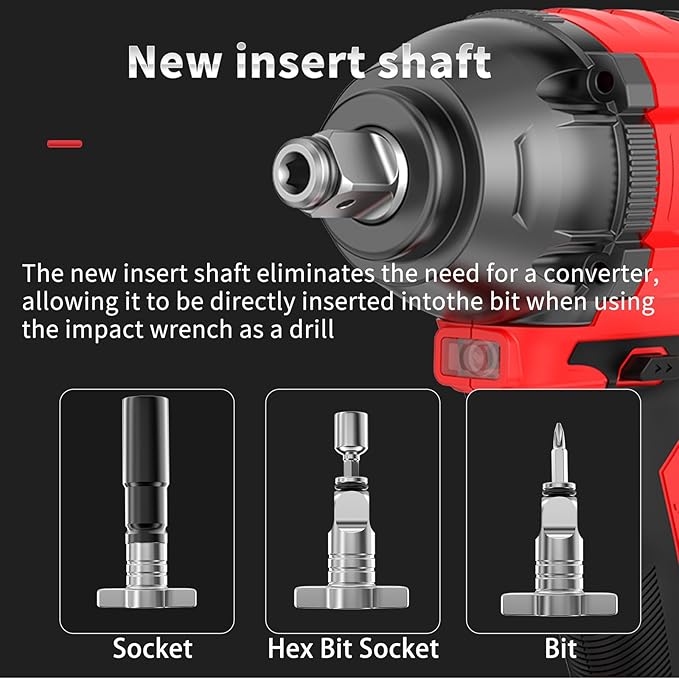 NAWIN Cordless Impact Wrench, 258Ft-lbs & 350Nm Power Impact Socket Set, 1/2 inch, Multi-Speed Adjustment, Led Light, 20V Impact Wrench with 1×4.0Ah Battery, Fast Charger