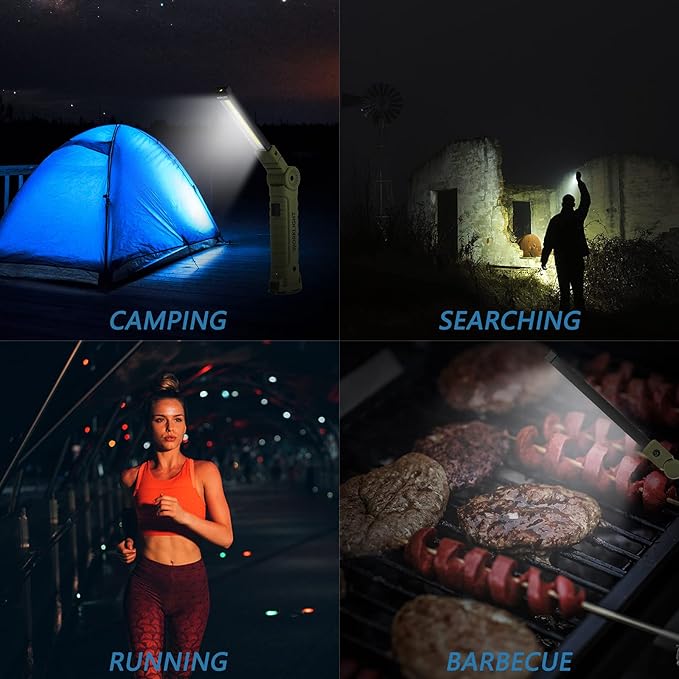 LED Rechargeable Flashlight Vagocom Mechanic Tools for Gift, Work Lights with 360° Rotate Magnetic Base 5 Modes Portable Inspection Torch for Trouble Light,Automotive,Handmade,Camping,BBQ(2 pack)