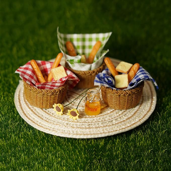 Miniature Food Dollhouse Accessories Garden Decor 1:12 Scale Bread Honey Picnic - Image 5
