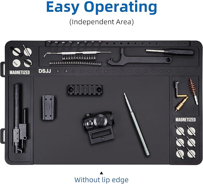 Gun Cleaning Mat, Premium Magnetic Pad With Organizer Parts Tray, Anti-Slip Rubberized Pistol Mat, Protective Workbench Mat for Gun Cleaning (16.5"x 10.43")