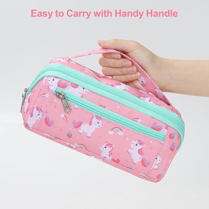 Large Pencil Case for Girls, Aesthetic Kids Pencil Pouch for School, Wide - Image 7