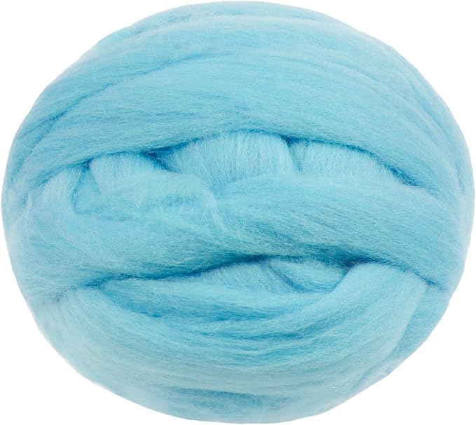 JeogYong Needle Felting Wool, 7.05oz Wool Roving Chunky Wool Yarn, Aqua Blue by JeogYong