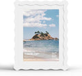 6x8 Picture Frame with Mat for 5x7, Wavy Edge Wooden Real Glass Photo Frame for by THKRLOF