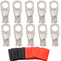 SVAAR 4 Gauge Copper lugs 10PCS 4 AWG - 3/8'' Battery Cable Lugs,Heavy Duty Battery Lugs,4 AWG Wire Lugs Battery Cable Ends/Terminal Connectors 4 Gauge Ring Terminals with 10PCS 3:1 Heat Shrink Tube