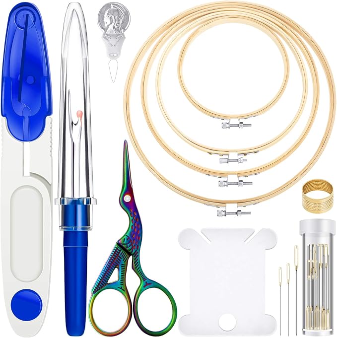 Mudder 53 Pieces Cross Stitch Tool Embroidery Starter Kit Includes Bamboo - Image 2