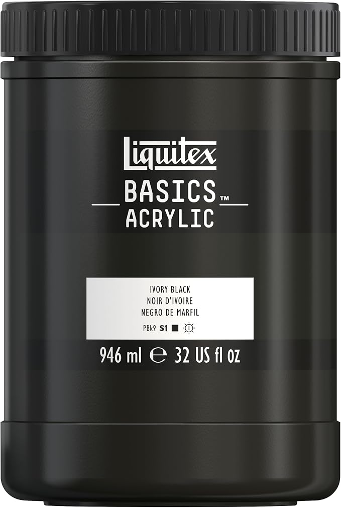 Liquitex BASICS Acrylic Paint, 946ml Jar, Ivory Black by Liquitex