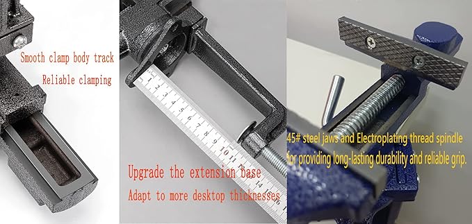 2-in-1 Dual-Purpose Combined Bench Vise or Table Vise, With end-point locking device, Portable Universal Rotate 360° Work Clamp-On Vise, 3.0" Black