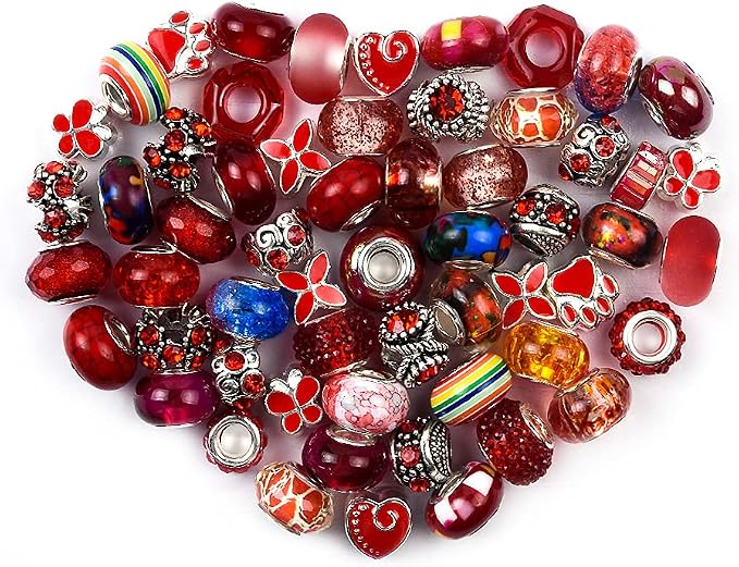 Aipridy European Large Hole Beads, Colorful Glass Charm Beads Set by AIPRIDY