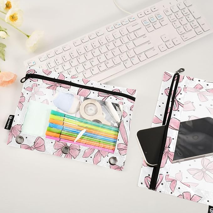 Custom Cute Bows Pink Pencil Pouch - Image 5