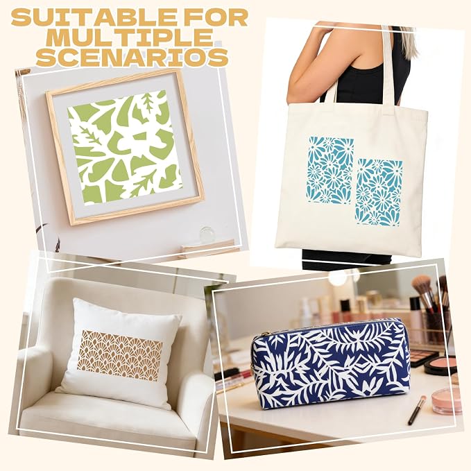 18 Pcs Mixed Stencils for Crafts Reusable Layering Templates Featuring Leaf - Image 7