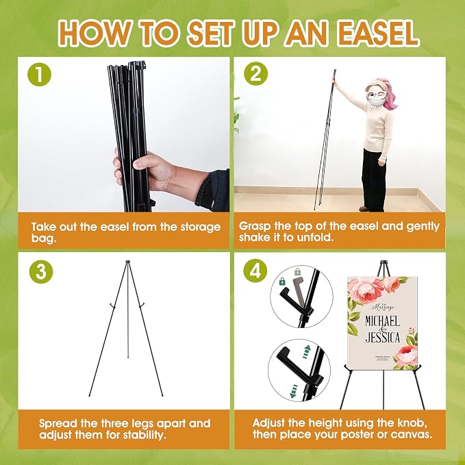 AROIC 63 "Easel Stand for Display, 6 Pack Portable Foldable Metal Easel - Image 4
