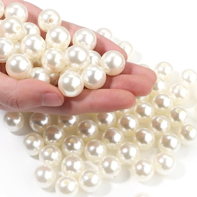 60pcs Creamy White 16mm Pearl Beads by chuyau