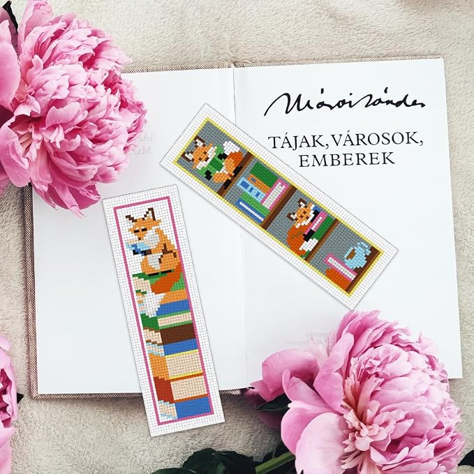 INFUNLY 6 Set Fox Reading Cross Stitch Bookmark Kit DIY Cross Stitch Kit - Image 6