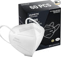 HUHETA KN95 Face Mask 60 Pack, 5-Ply Breathable & Comfortable Safety Mask, Filter Efficiency>=95%, Protective Cup Dust Masks Against PM2.5 - Individually Wrapped (White Mask)