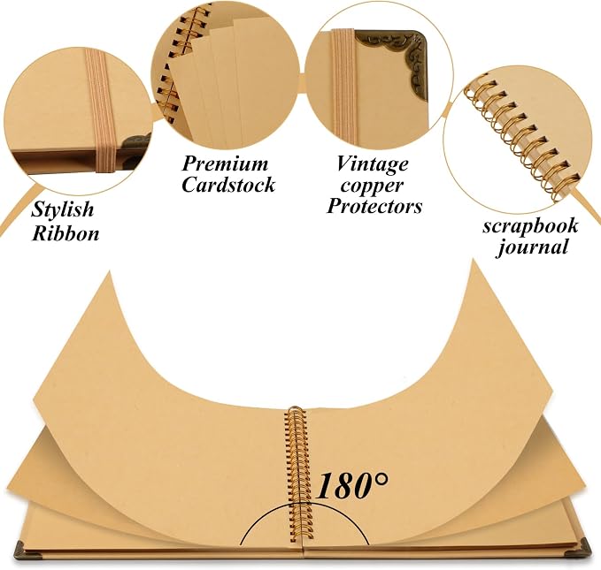 Joyberg Scrapbook 80 Pages, Scrapbooking Supplies 8 x 8 In, junk journal Album - Image 4