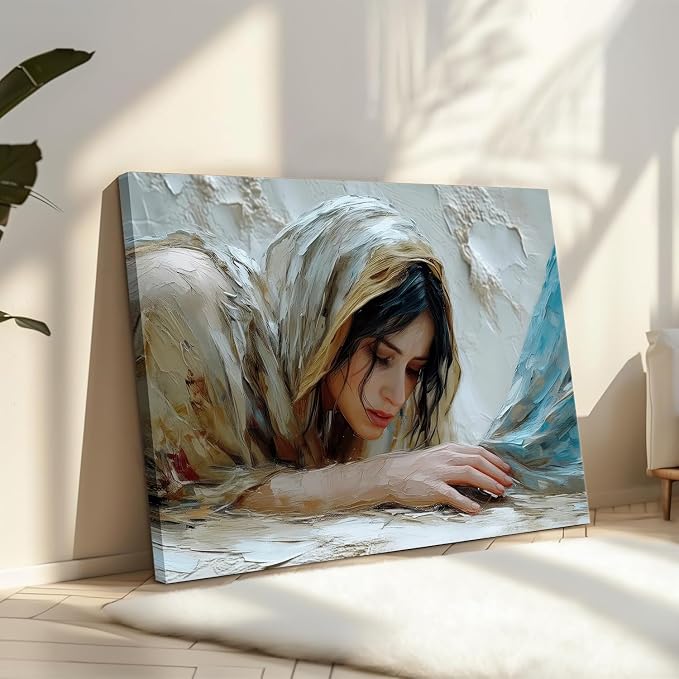Jesus Heals the Girl Wall Art Woman Touches the Hem of Jesus' Skirt Wall Decor - Image 5