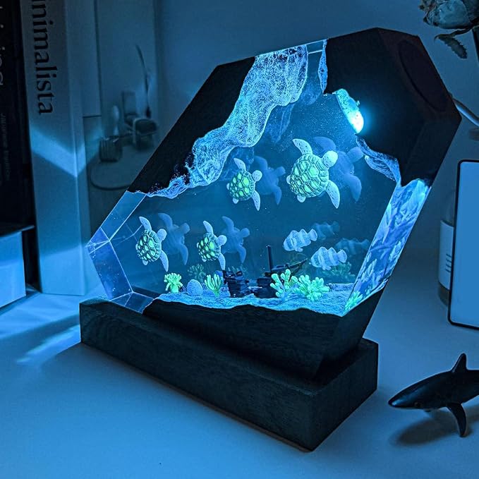 Sea Turtle Ocean Resin Lamp, Handmade Resin Night Light - Image 7
