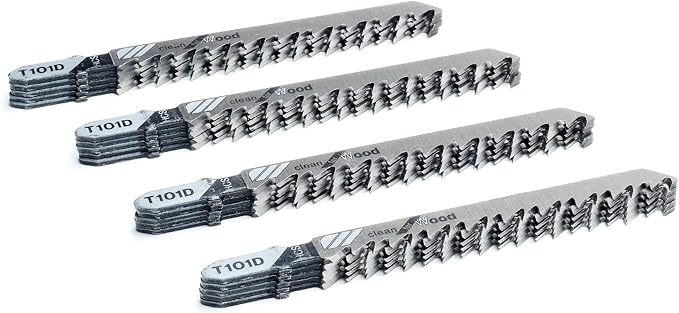 20-Piece T101D 4 Inch 6 TPI Assorted T-Shank Jig Saw Blades Set for Clean Cutting Wood