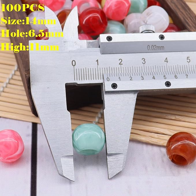 100pcs 14mm Acrylic Mix Color Pop Spring Beads Large Holle - Image 3