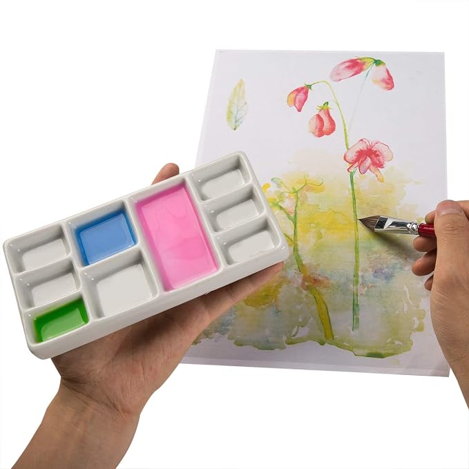 MEEDEN 9-Well News Ceramic Rectangle Artist Paint Palette - Image 2
