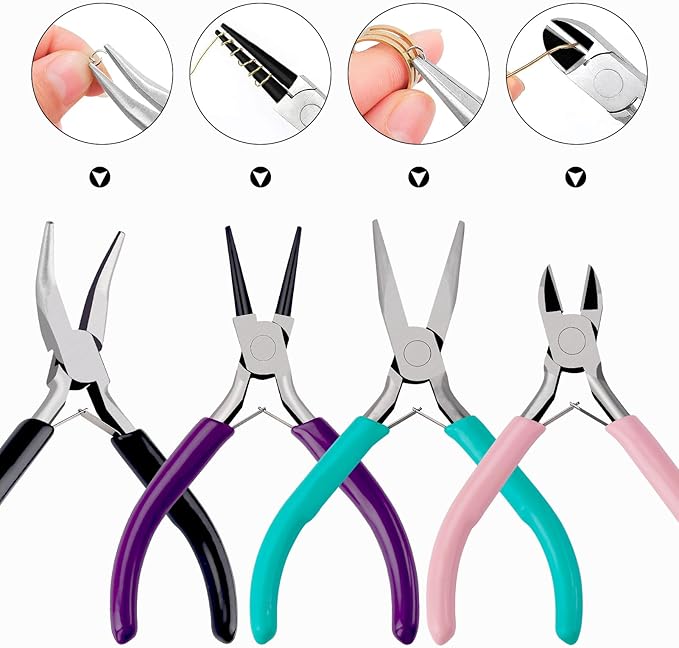 URSKYTOUS 4Pcs Jewelry Pliers Set Jewelry Making Pliers Tools Kit Include - Image 6