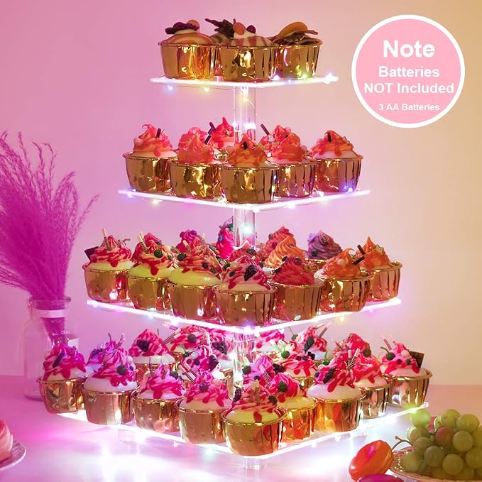 YestBuy 4-Tier Acrylic Cupcake Stand - Image 4