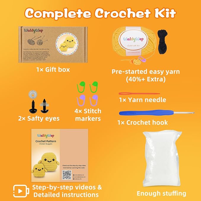 WaldyWop Crochet Kit for Beginners: 2 PCS Easy Complete Knitting Kit - Image 2